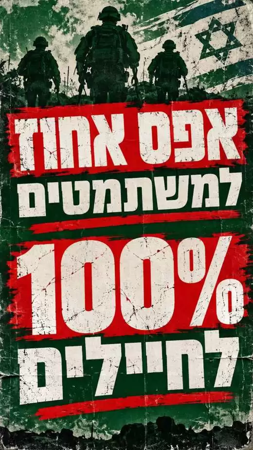 כרזה עם הכיתוב אפס אחוז למשתמטים ומאה אחוז לחיילים